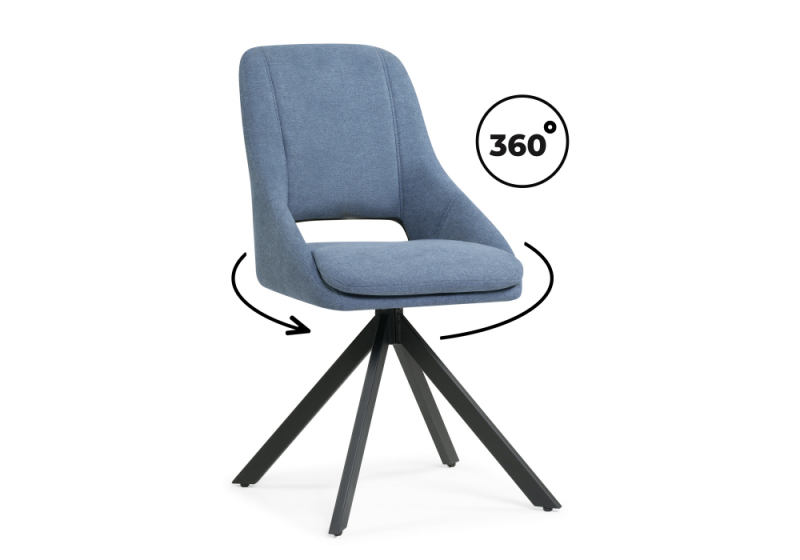 Стул на металлокаркасе Оливер крутящийся синий / черный (50x62x92). 