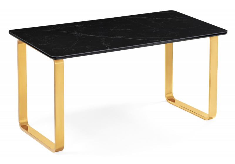 Керамический стол Селена 4 180х90 черный мрамор / золото (89x77). 