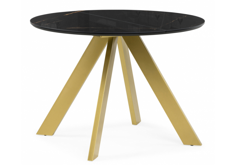 Стол стеклянный Галвестон 100х76 обсидиан / черный / золото (100x77). 